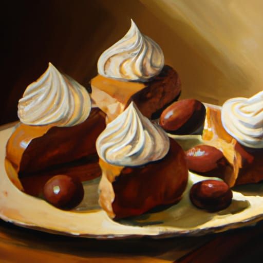 Desserts Still Life in Oil Painting Style
