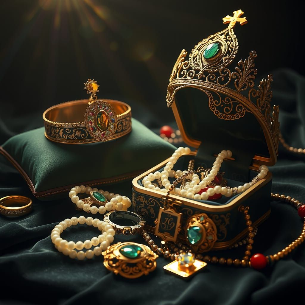 Luxurious Jewelry Still Life in Golden Light