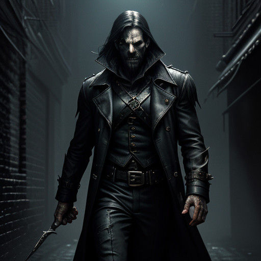 Gritty Dark Fantasy Assassin in Shadows