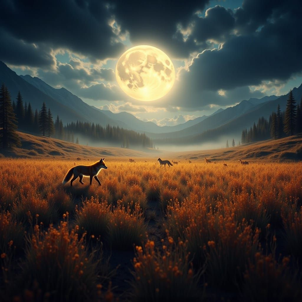 Fox Under Moonlight: Cinematic Realism