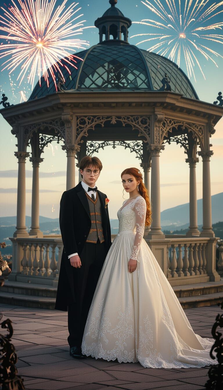 Harry Potter and Ginny Weasley Quinceañera in Surrealist Sty...