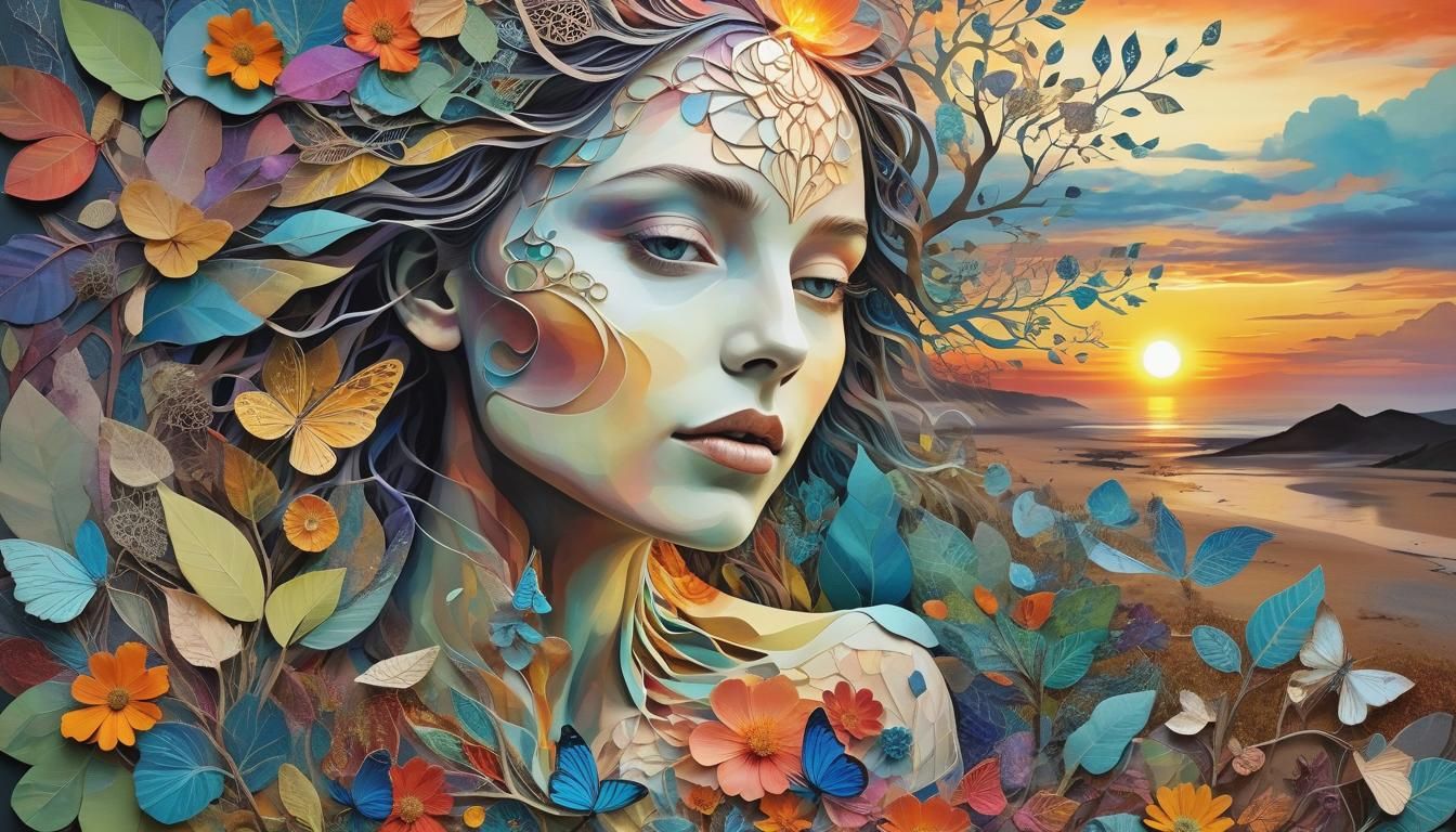 Mesmerizing Bio Art Paper Collage in 8K