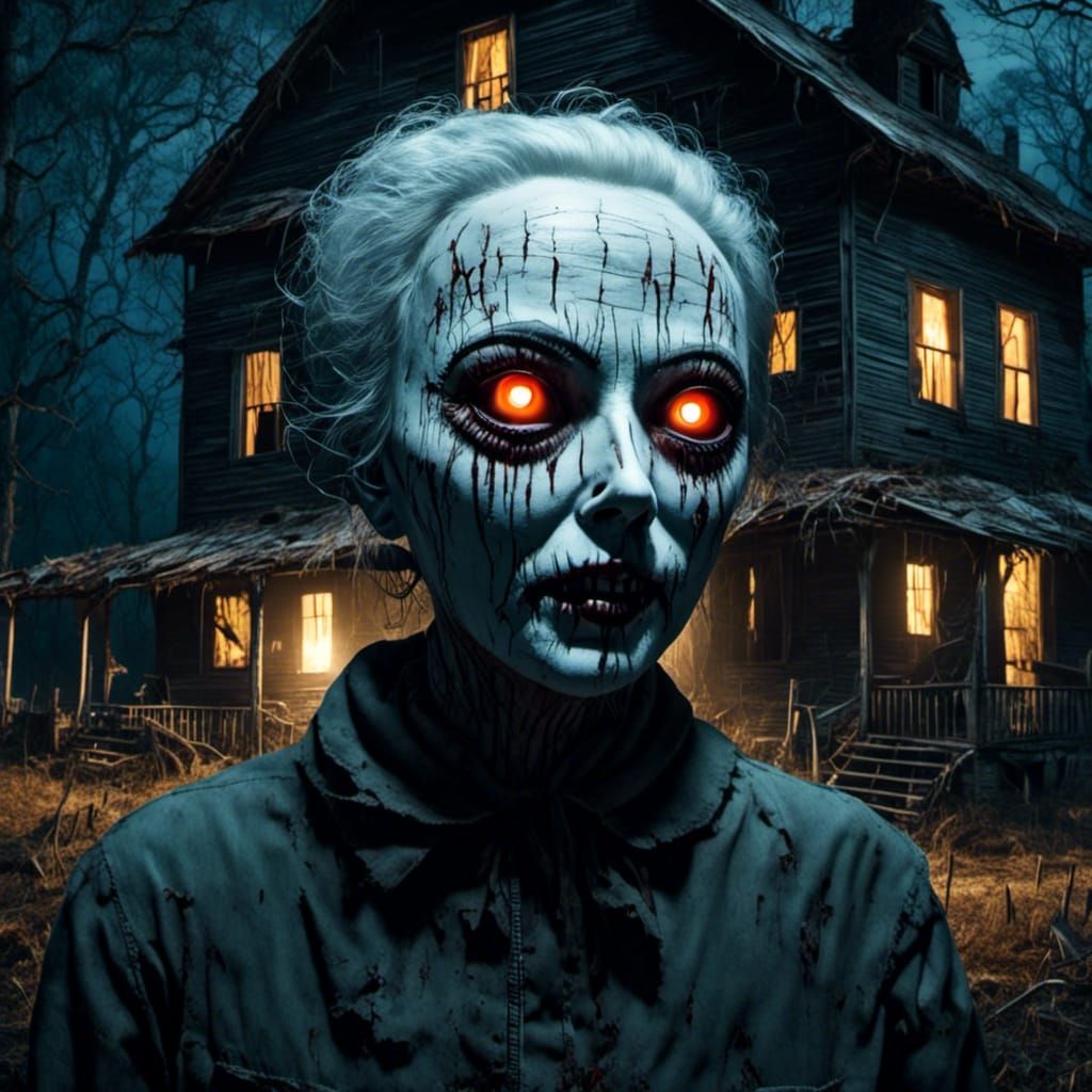 Creepy Figure in Forest: Psychedelic Horror Concept Art