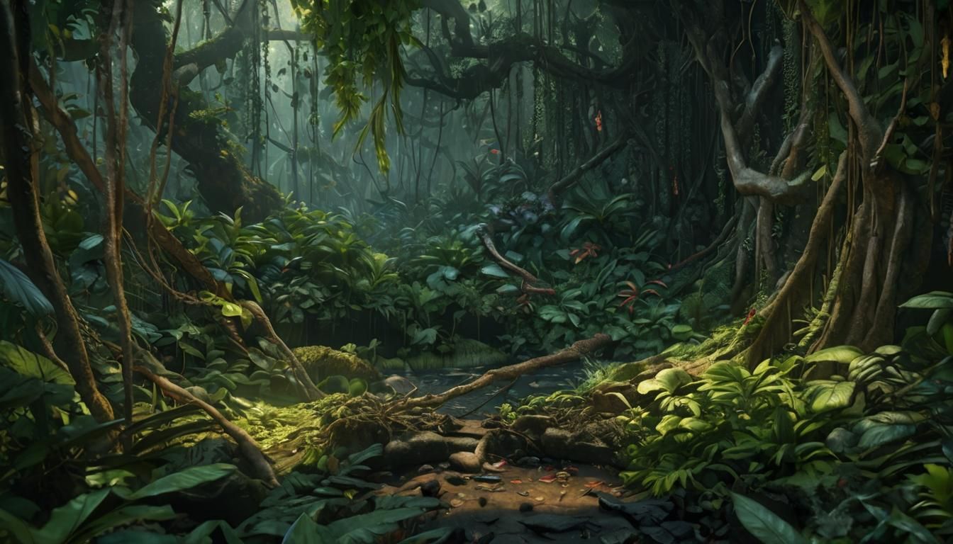 Lush Jungle Scene in Photorealistic Style