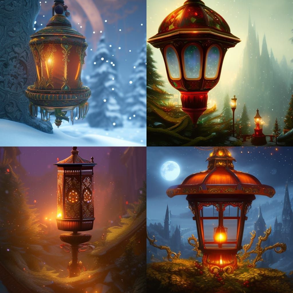Beautiful Christmas Lantern, Detailed Digital Painting