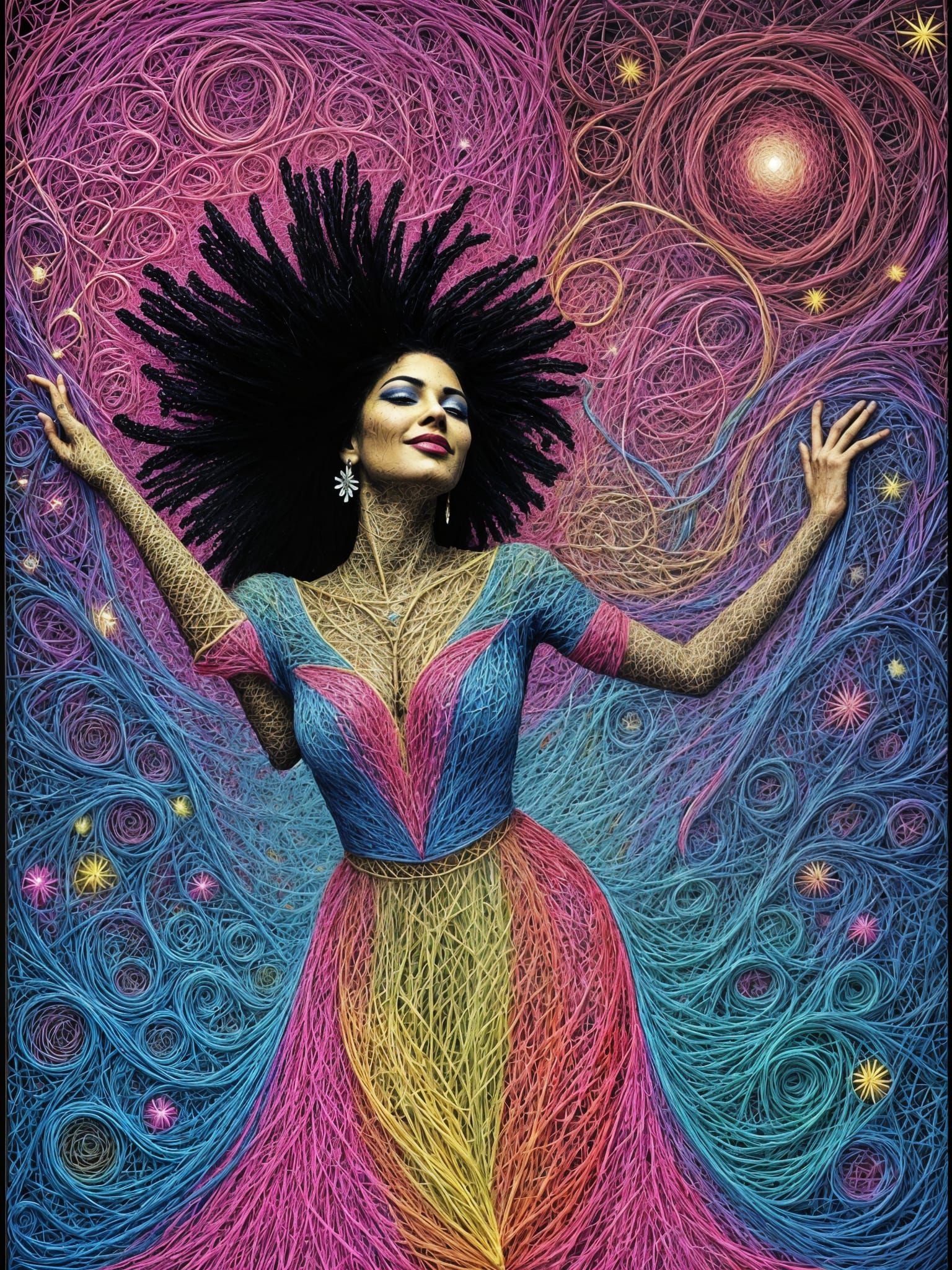 Funky String Art Surreal World of Color