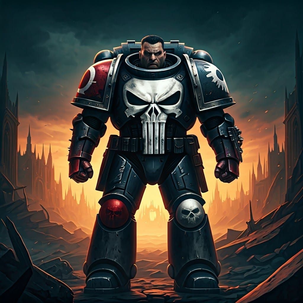 Grimdark Punisher as Warhammer 40k Space Marine