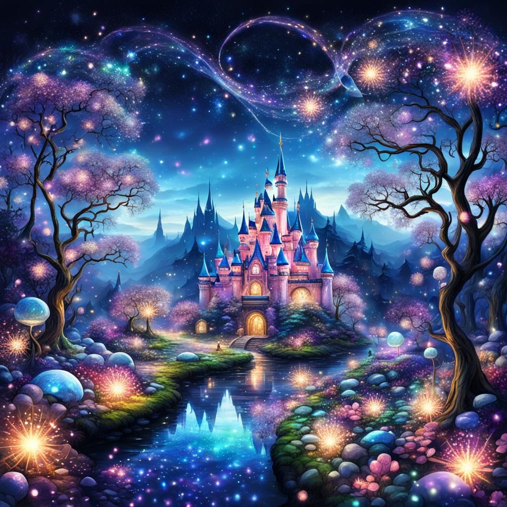 Sparkling Fantasy Landscape Radiates Magical Aura