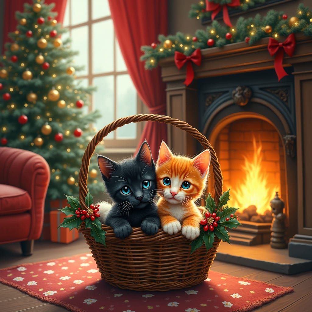 Christmas Kittens in Cozy Winter Wonderland
