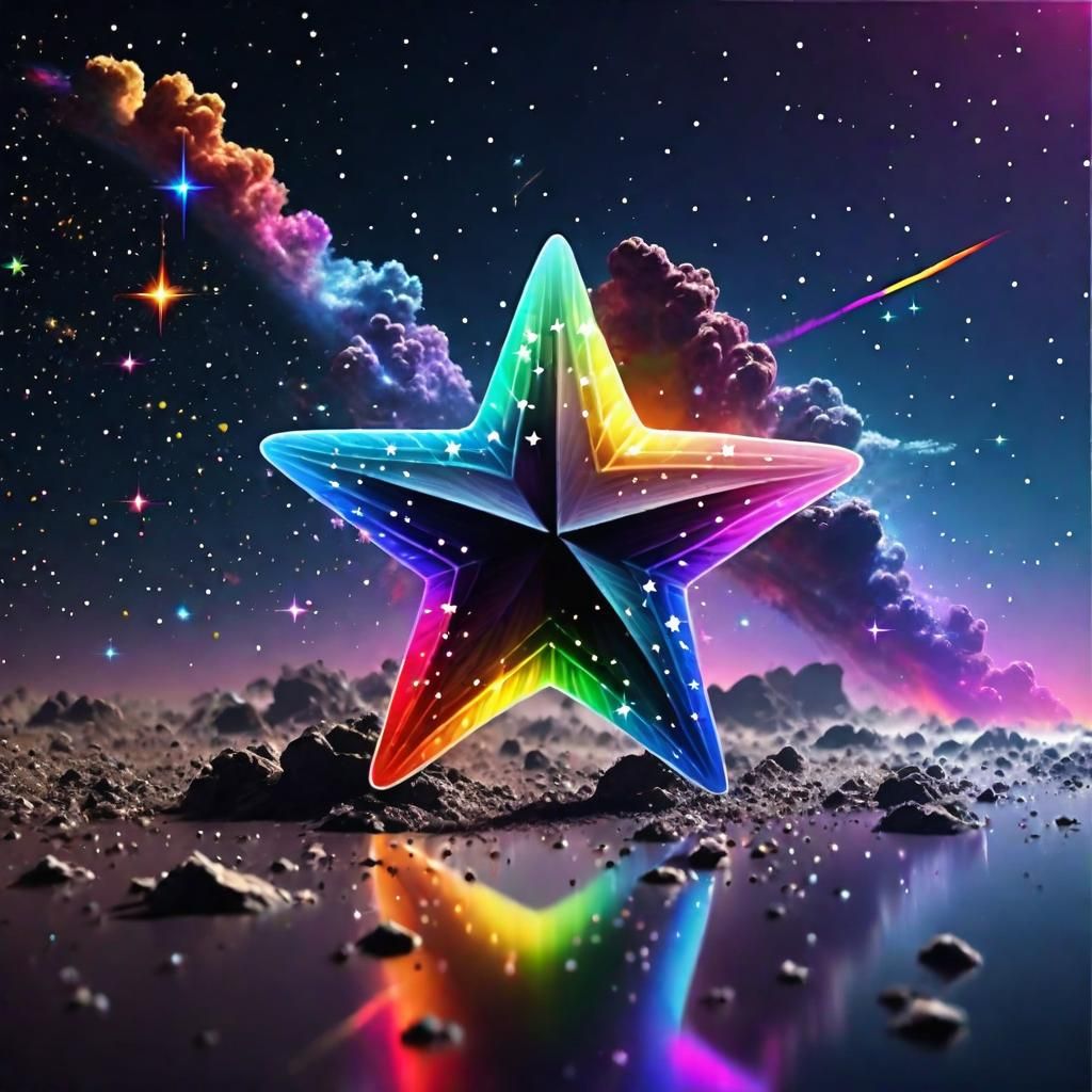 Rainbow Shooting Stars in Cosmic Stardust Sky