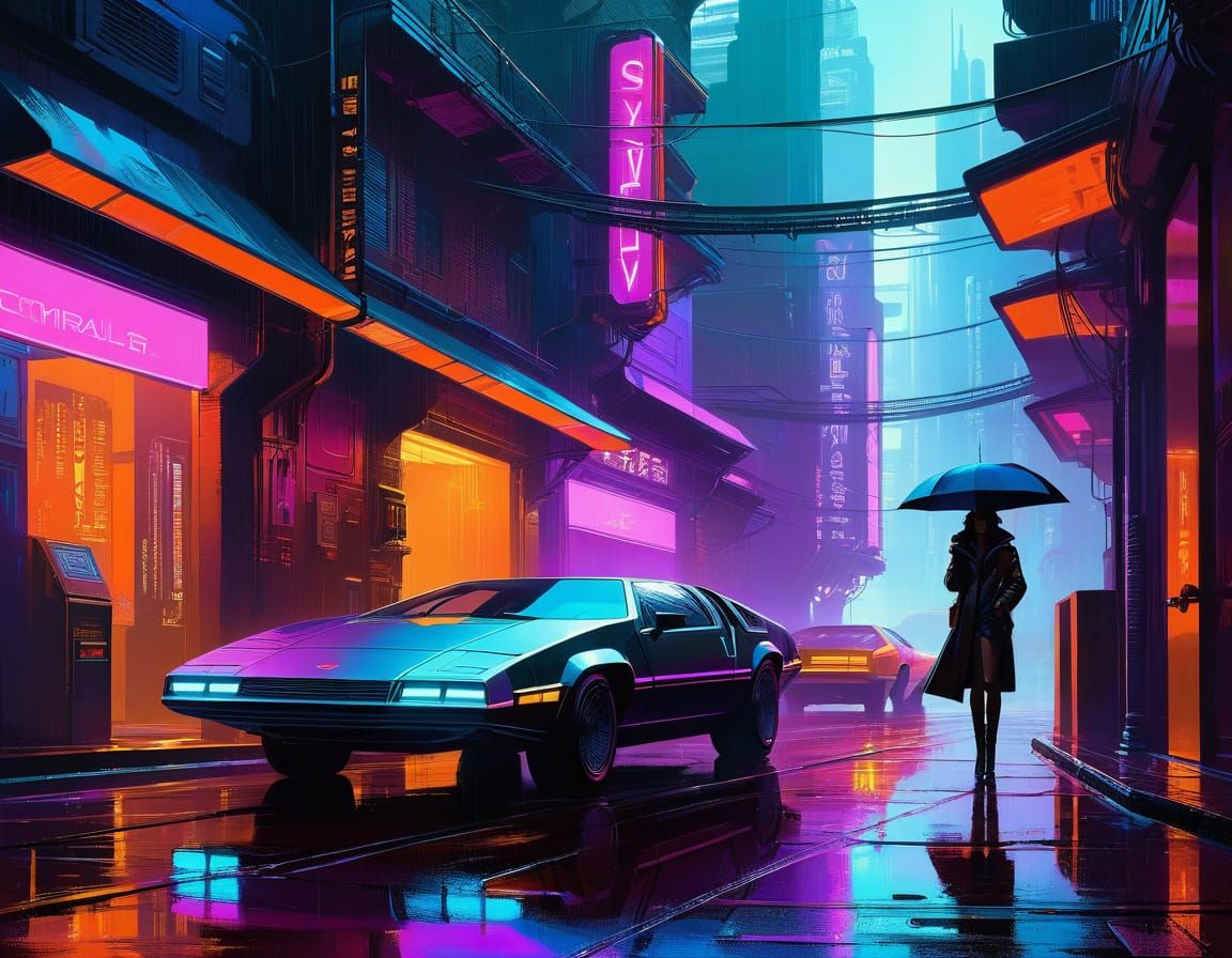 Cyberpunk Masterpiece: Night City Alleyway in Vibrant Triadi...