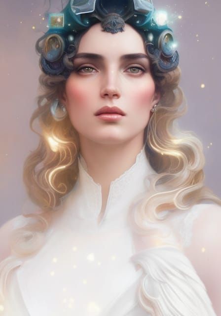Asteria: Greek Goddess Portrait in Art Nouveau Style