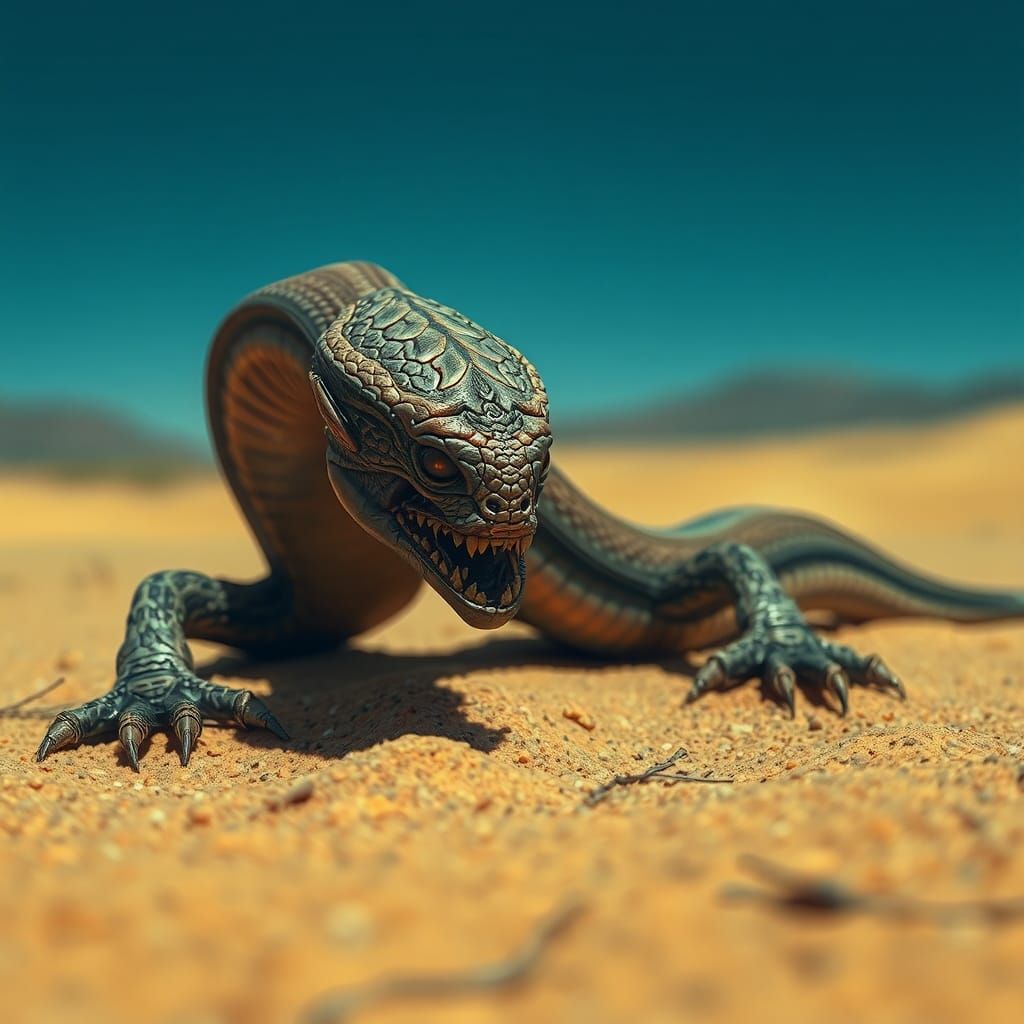 Bizarre disgusting alien snake-like creature crawling on the...