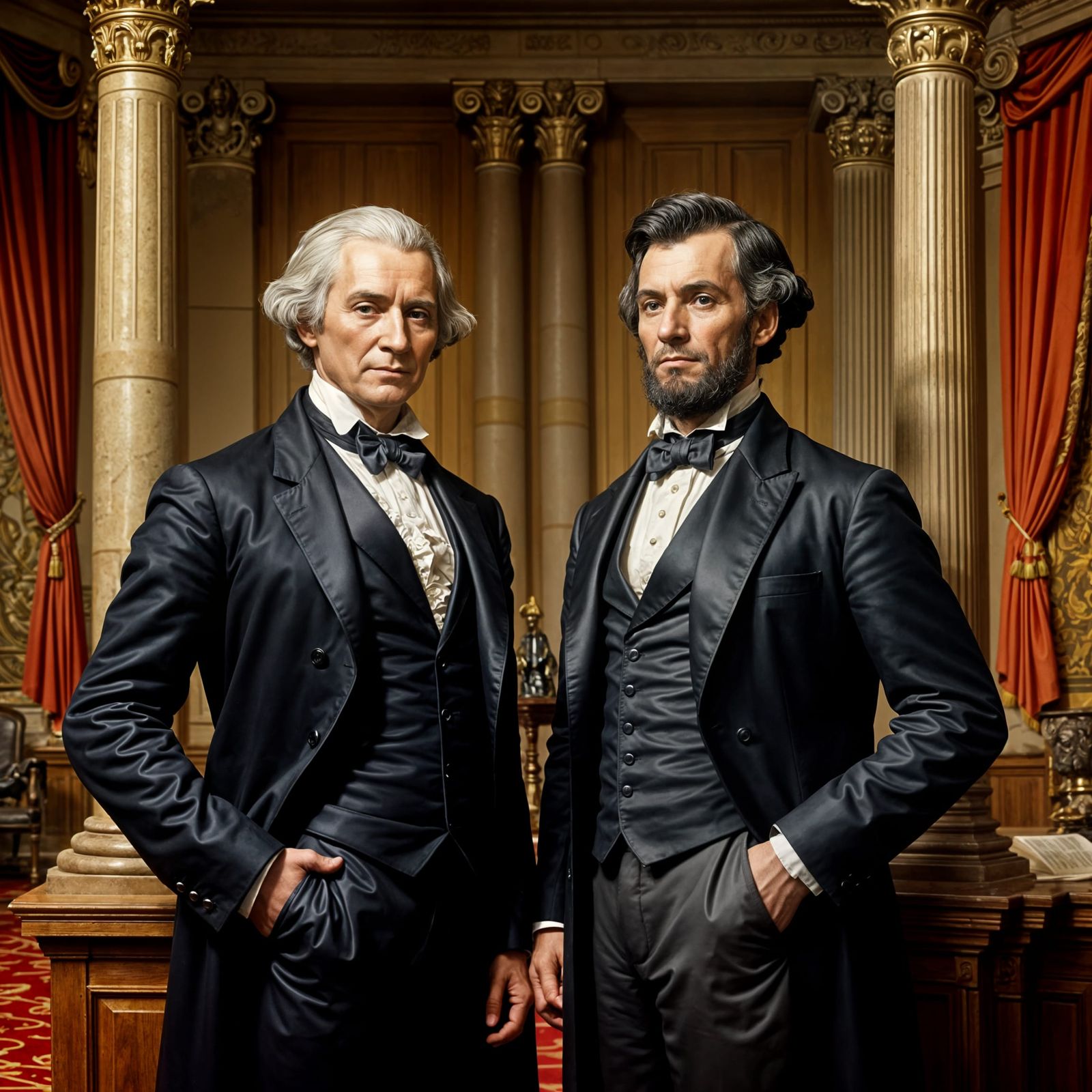 Washington and Lincoln in Oil Painting Style