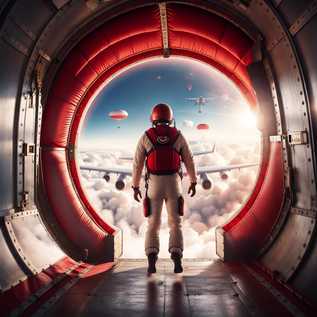 Skydiver Gazer: Dramatic Aerial View in Golden Light