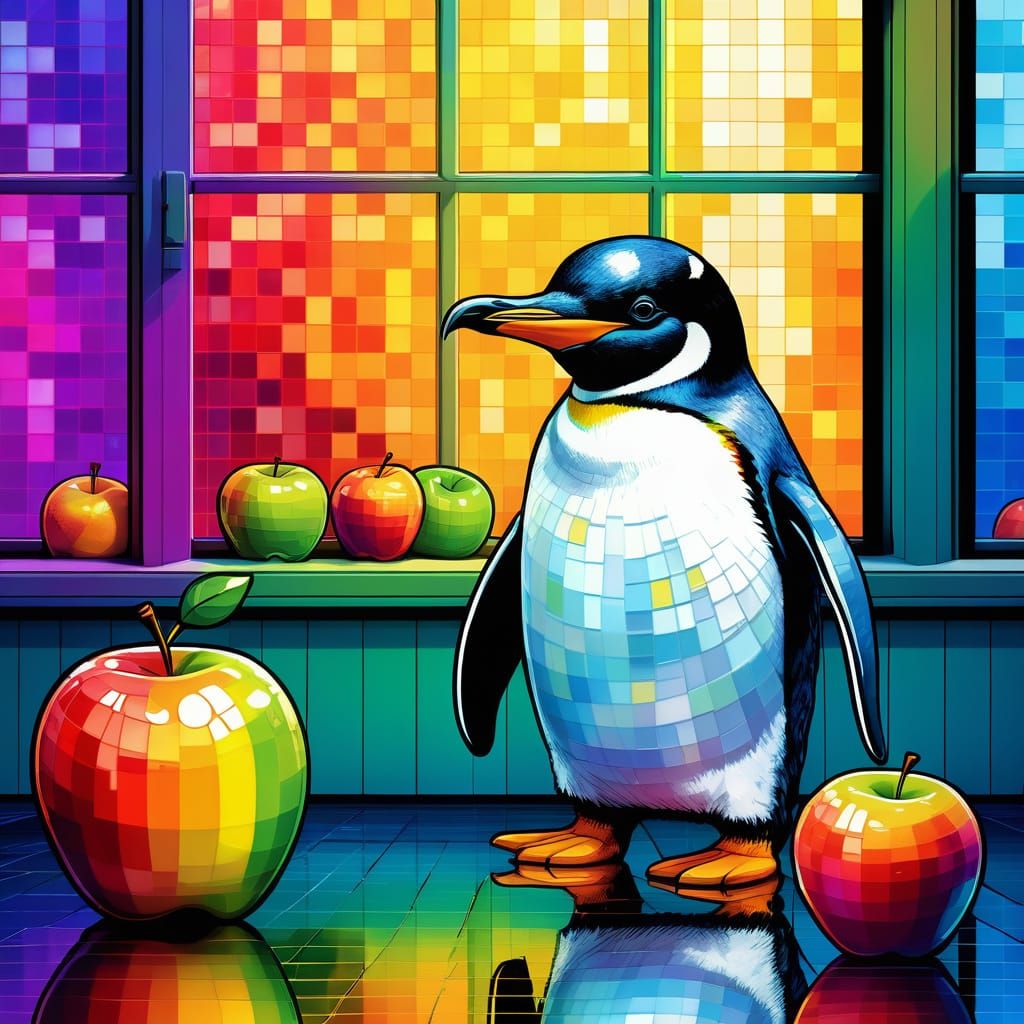 Humorous Linux Penguin Concept Art in Cartoon Style