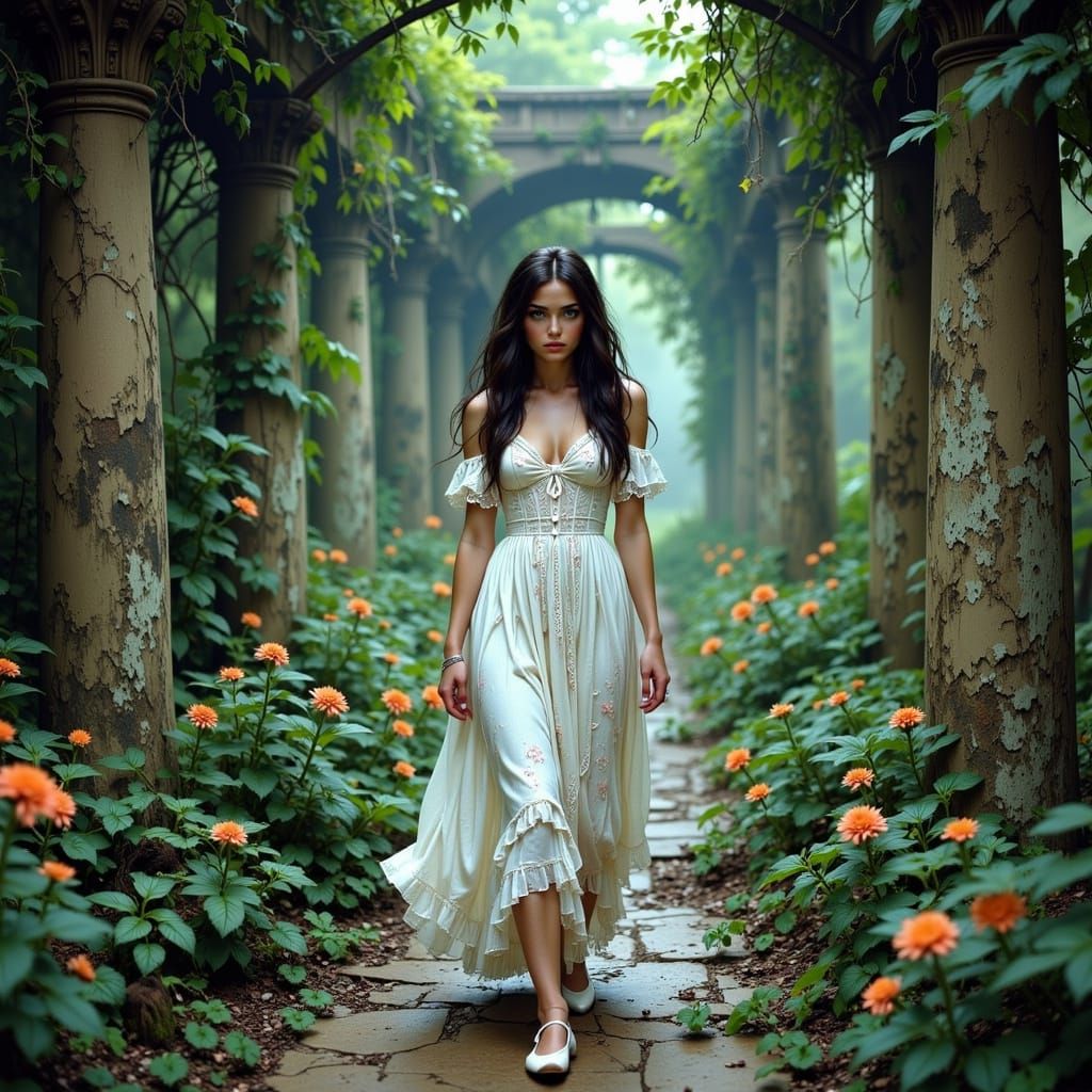 Spectral Scarlett in Bioluminescent Ruins: A Pre-Raphaelite ...