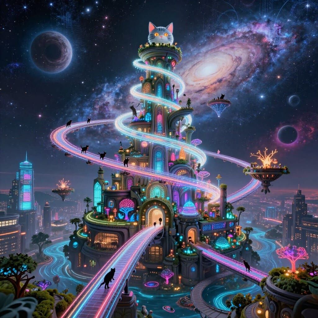 Galactic Cat Fortress: Impossible Architecture in Sci-Fi Sty...