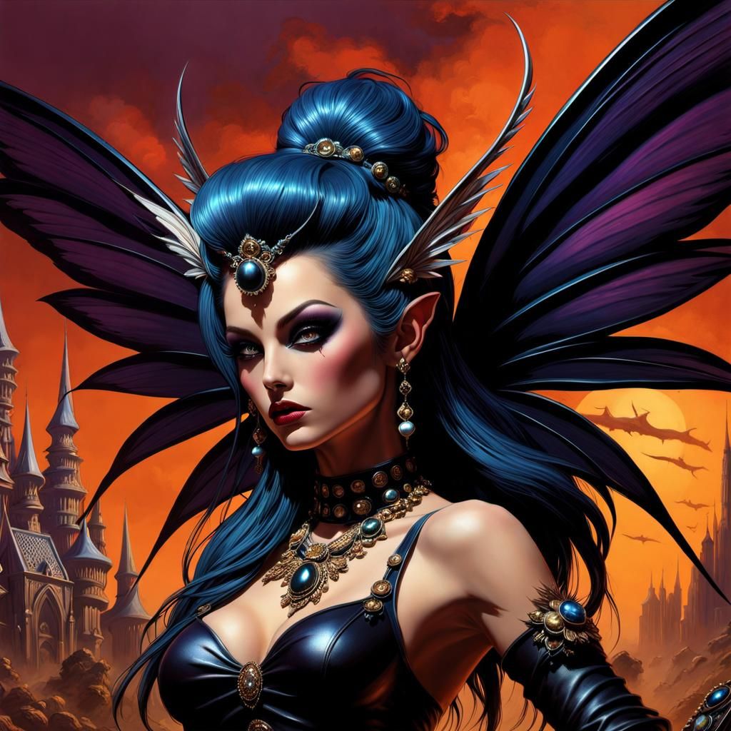Gothic Punk Fairy in Maximalist Detail