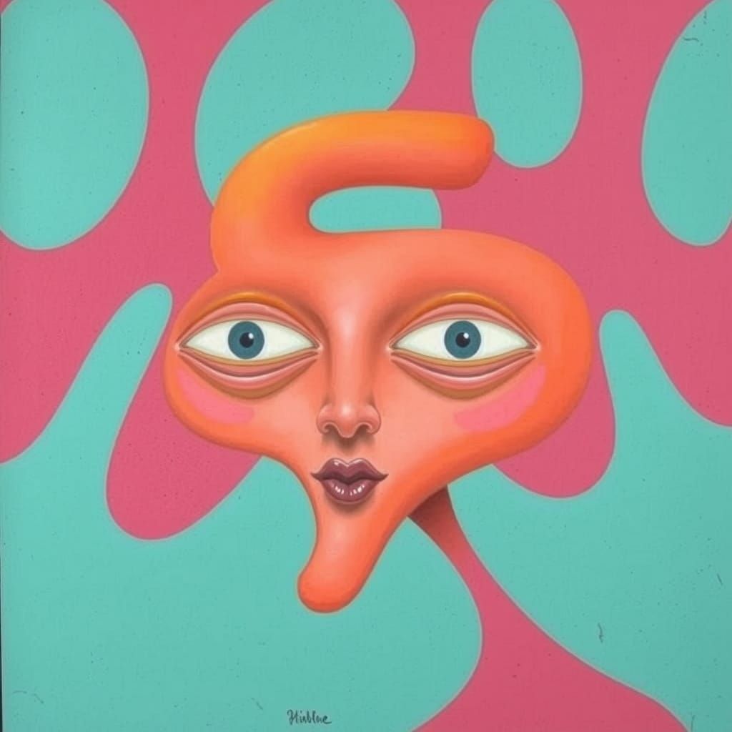 Surreal Precisionist Flibbertigibbet in Teal, Ochre, and Mag...