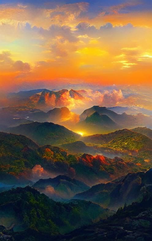 Colorful Canyon Vista with Forest in Golden Light