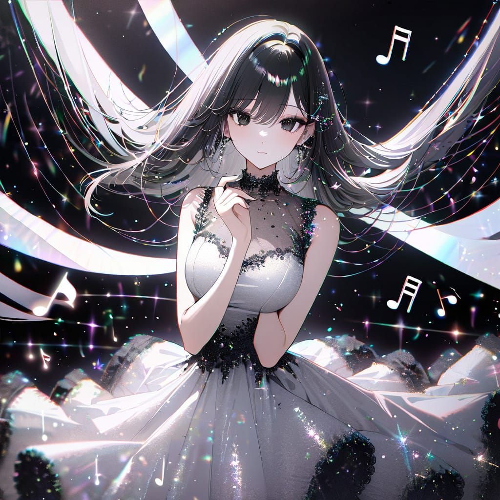 Anime Girl Serenades with Glittering Elegance