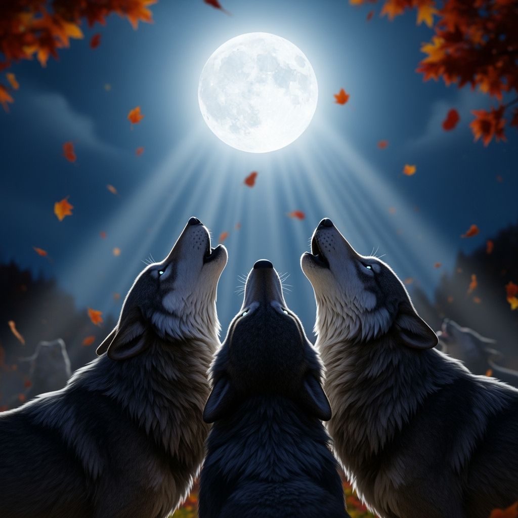 Wolves Howling Under Luminous Moonlit Sky