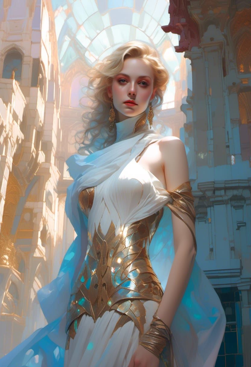 Woman in Sci-Fi Gown, Digital Art Style