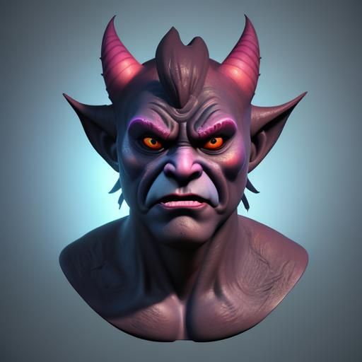 Vibrant Oni Mask in 3D Digital Art Style
