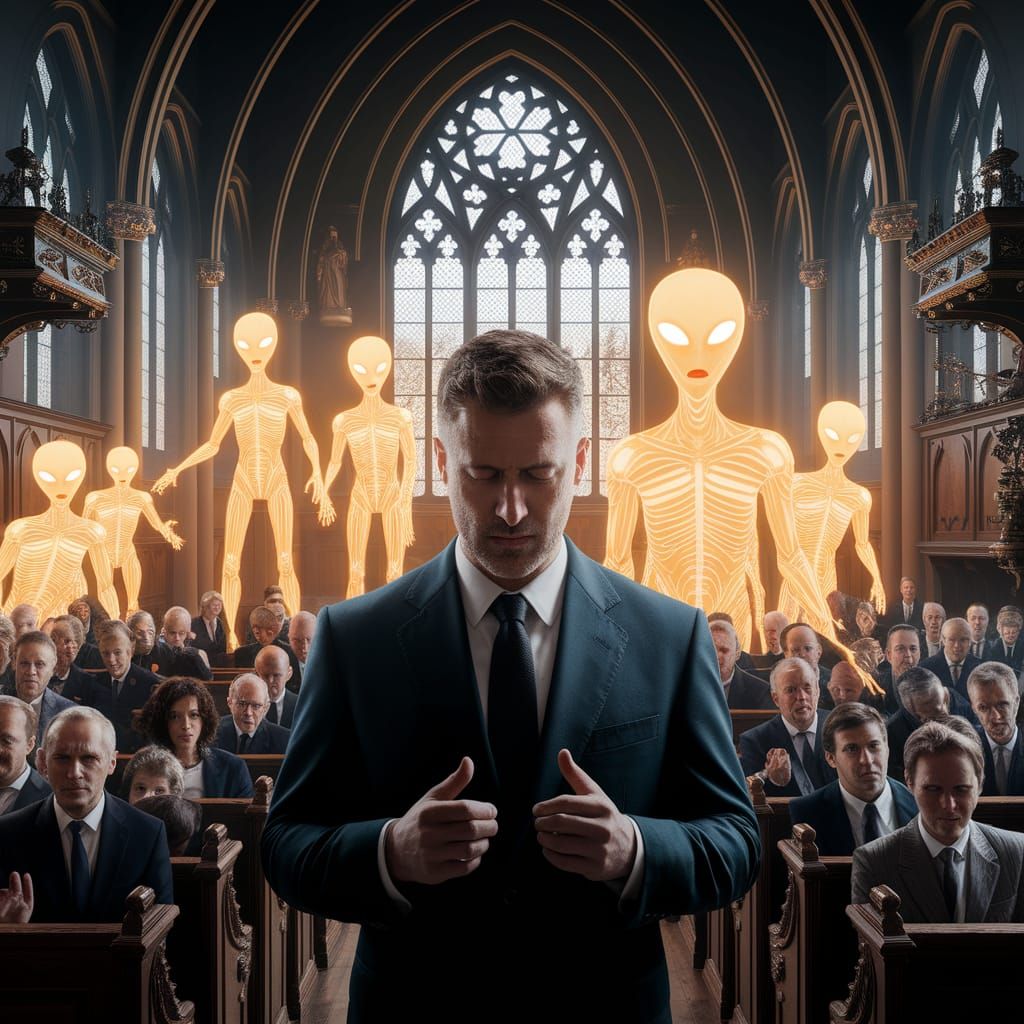 Gothic Church Service Interrupted by Alien Invasion