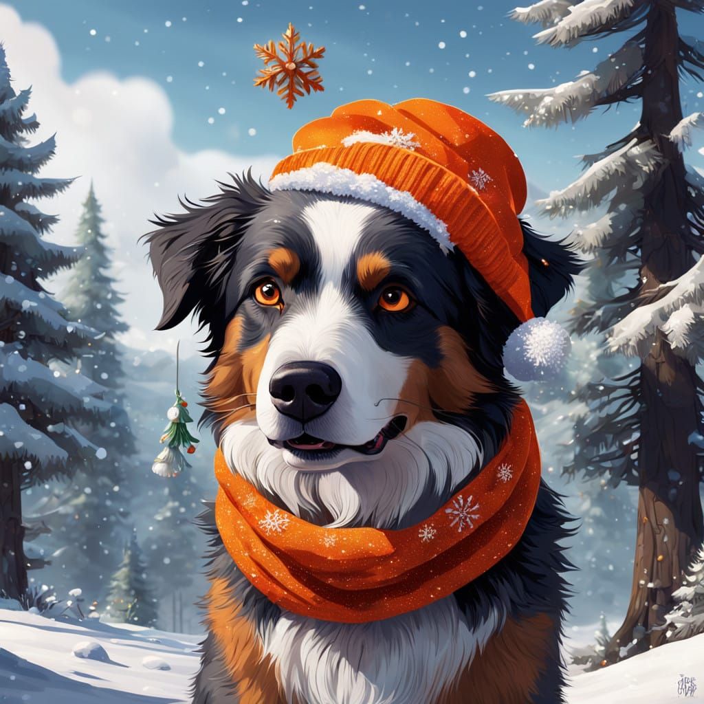 Winter Wonderland Australian Shepherd Joins Snowman Build