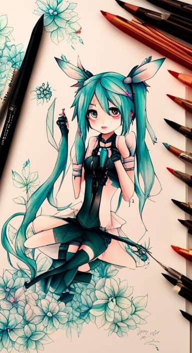 Diamond Teeth Hatsune Miku: Kawaii Anime Art