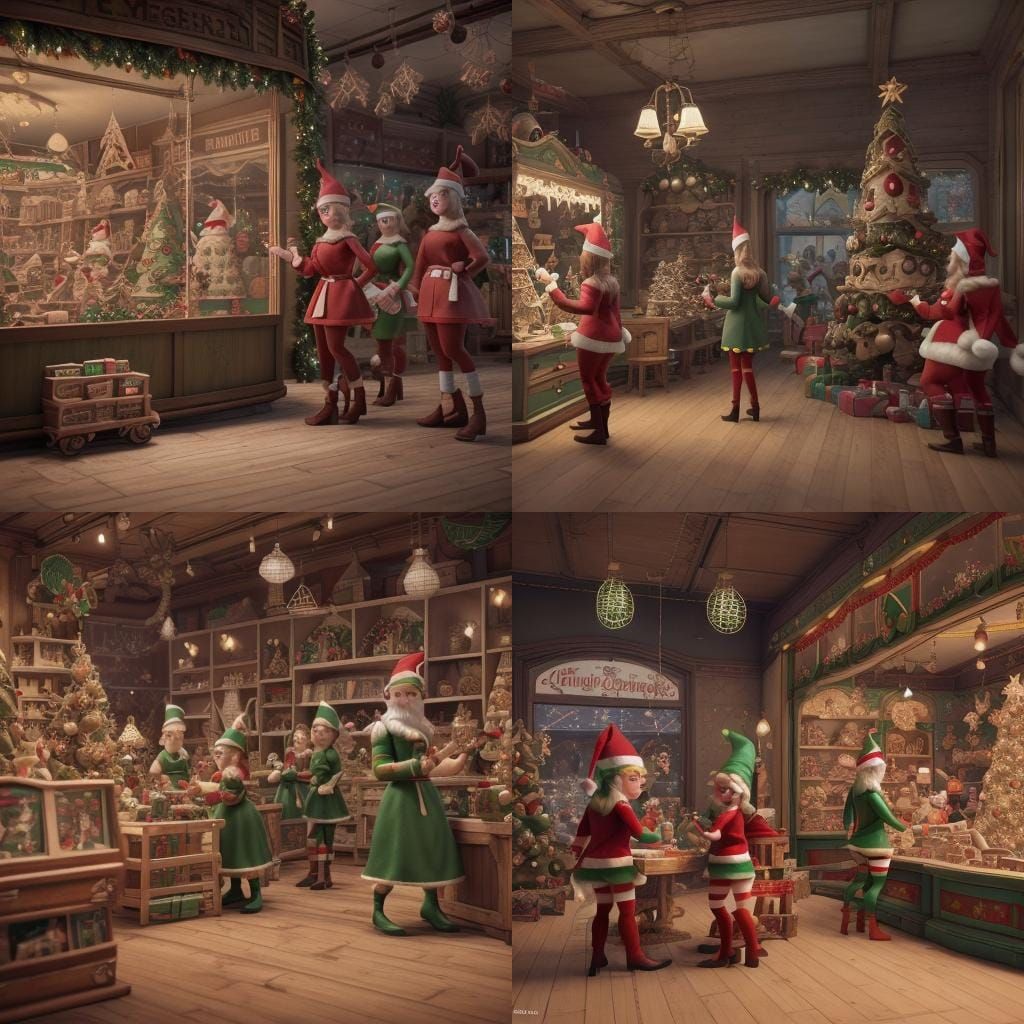 Christmas Elves Toy Shop: Vintage 1965 Postcard