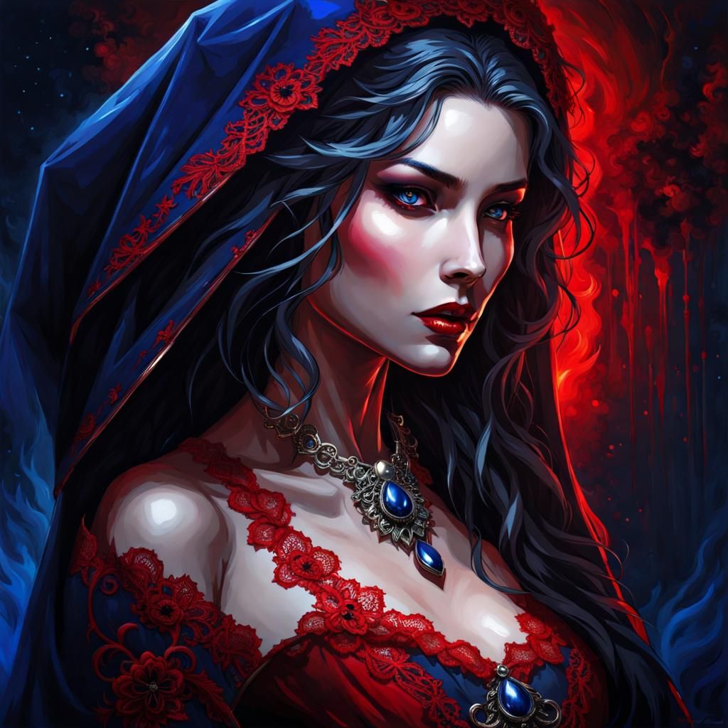 Gothic She-Wolf Emerges in Acrylic Splash Art