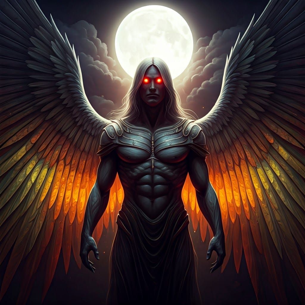 Cyberpunk Angel with Rainbow Stained Glass Wings