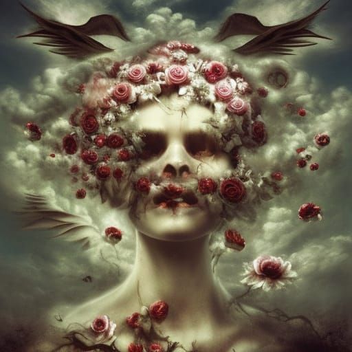 Eldritch Horror in Rose Field, Digital Art