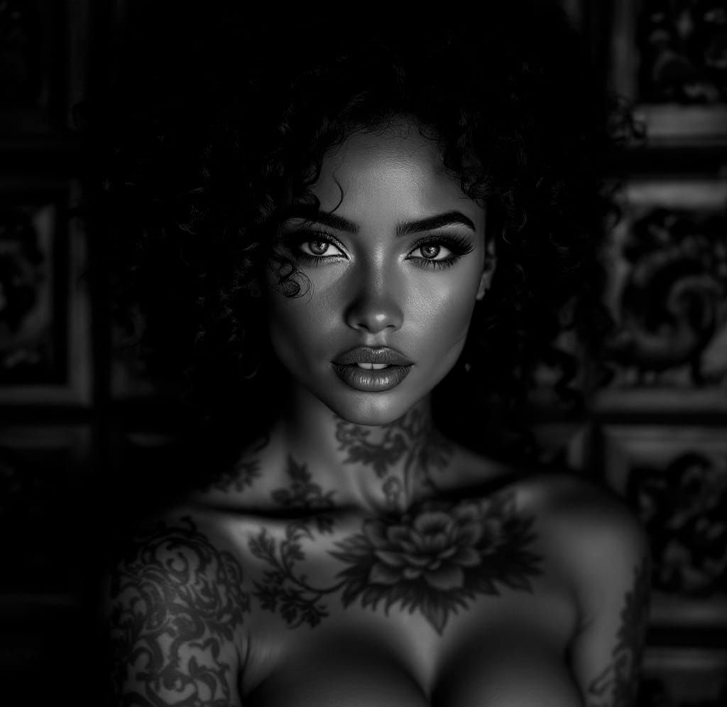 Fine Art Portrait of a Colombian Woman in Elegant Cherry Woo...