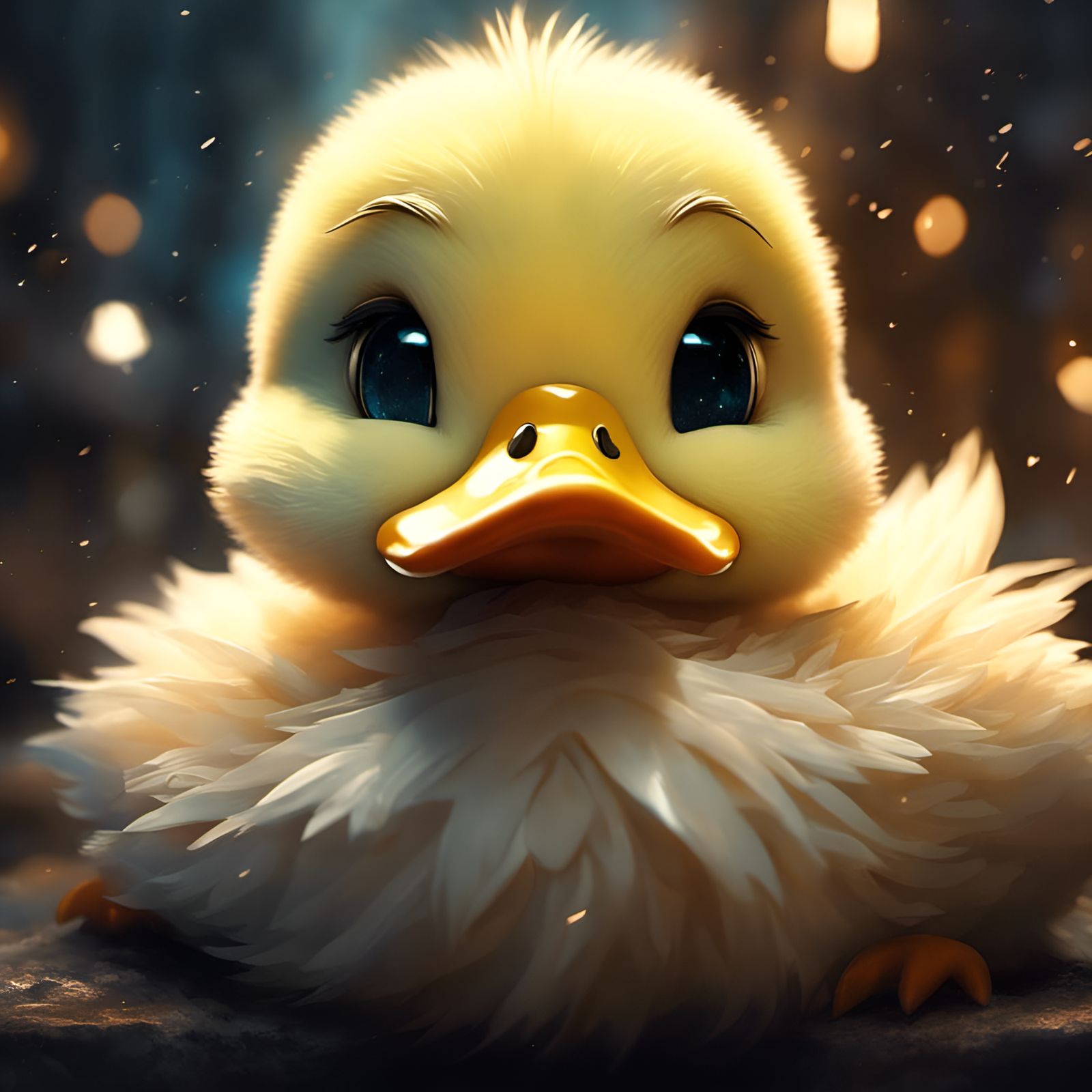 Adorable Chibi Duck with Intricate Details and Soft Fur