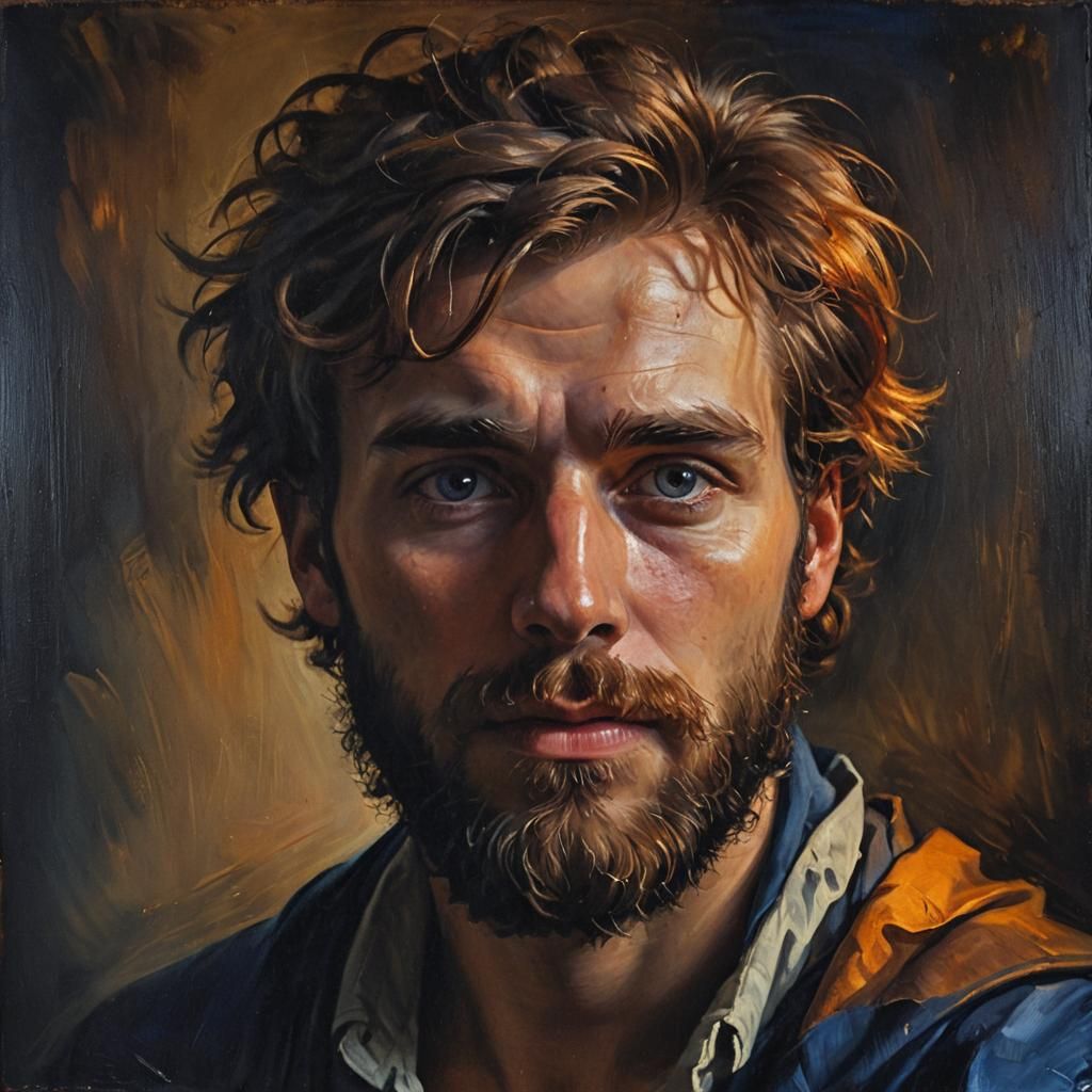 Intense Oil Painting Portrait in Rembrandt Style