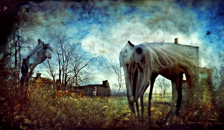 Ghost Horse in 3D Pinhole Film Style