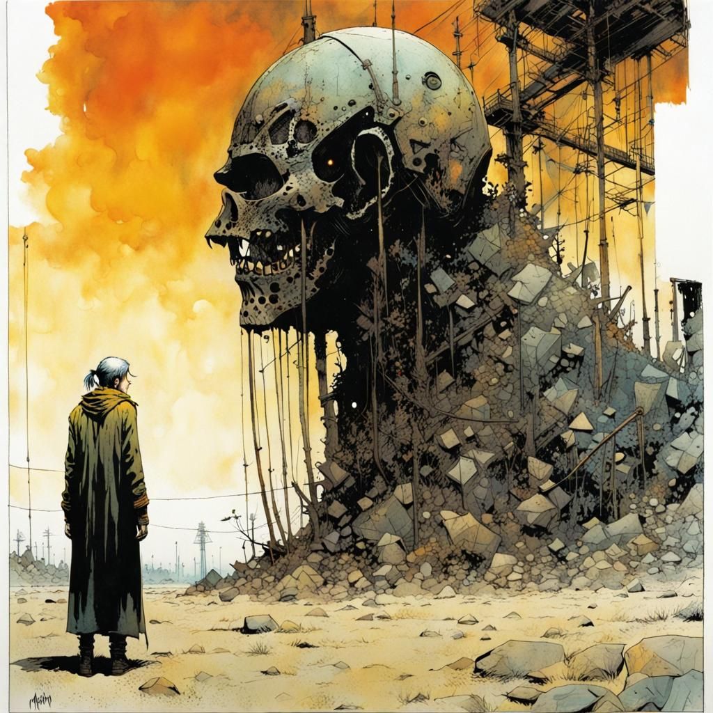 Ethereal Illustration of Societal Decay