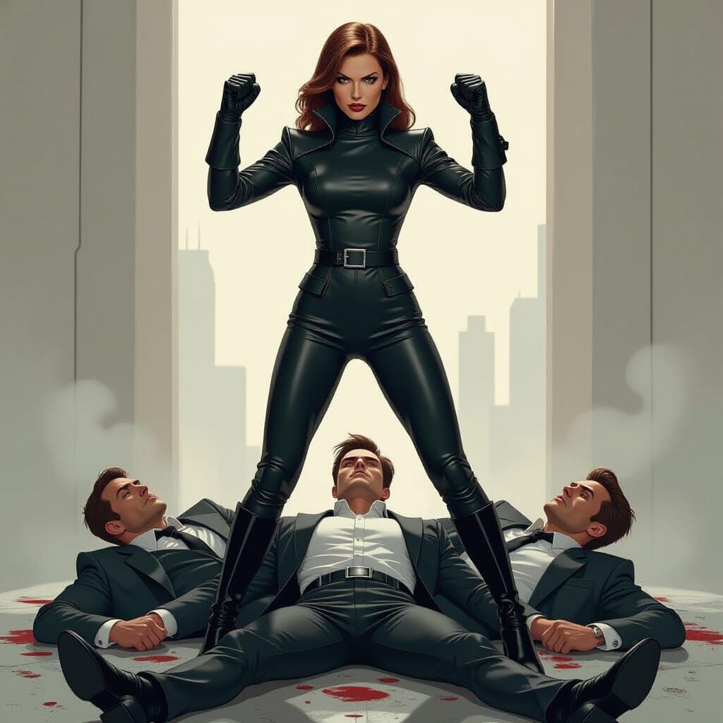 Triumphant Space Vigilante in Sci-Fi Noir Style