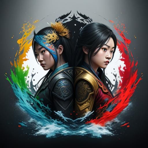 Intricate Yin and Yang Splash Art