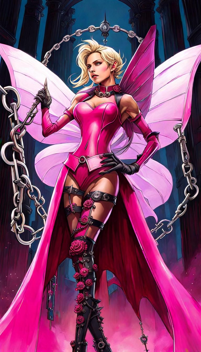 Hot Pink Latex Pixie: Fantasy Art Portrait