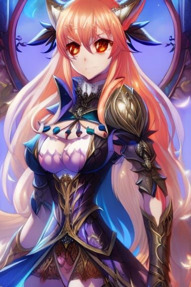 Heroic Fox Witch in Draconic Doublet: Anime Illustration