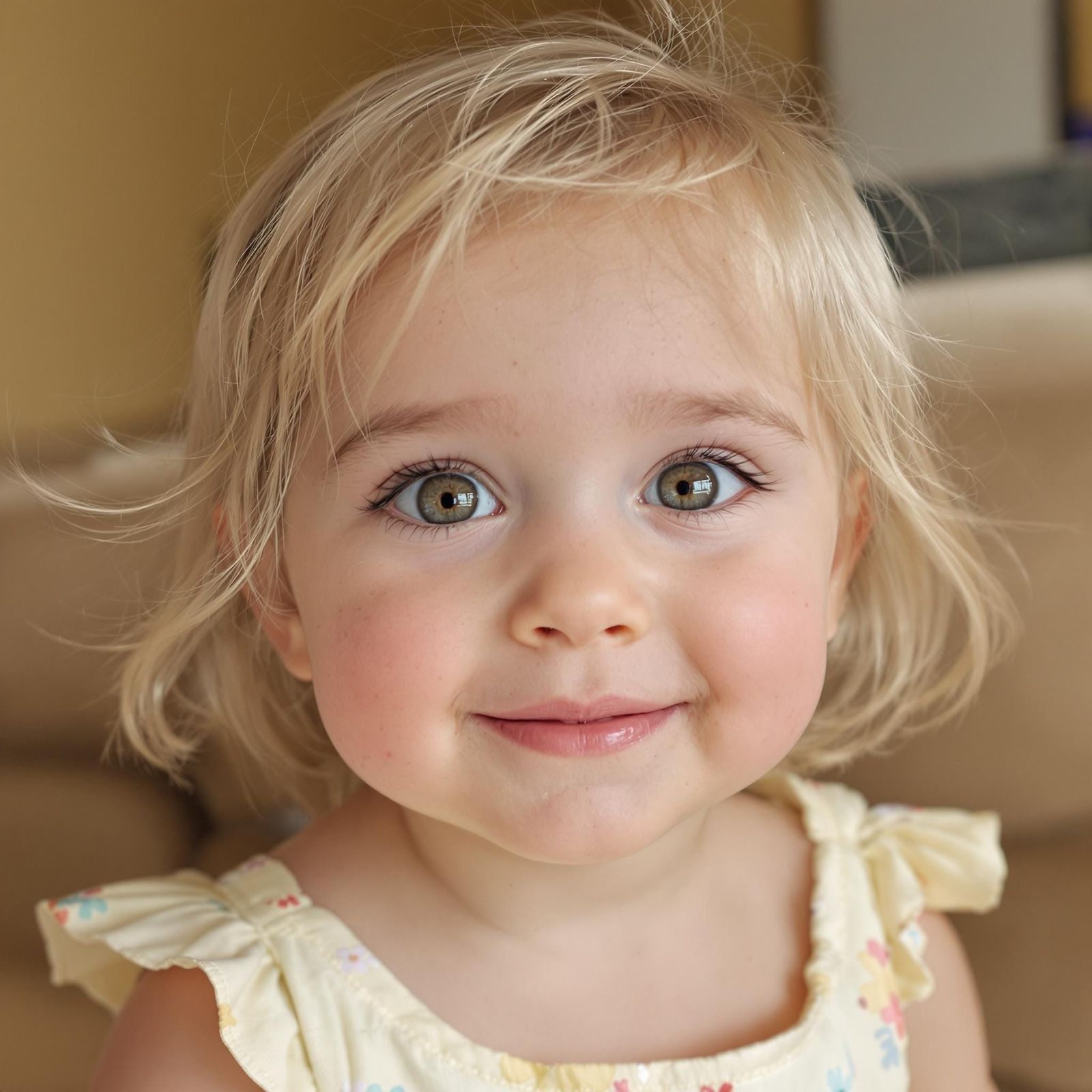 Hyperrealistic Portrait of a Curious Toddler Girl