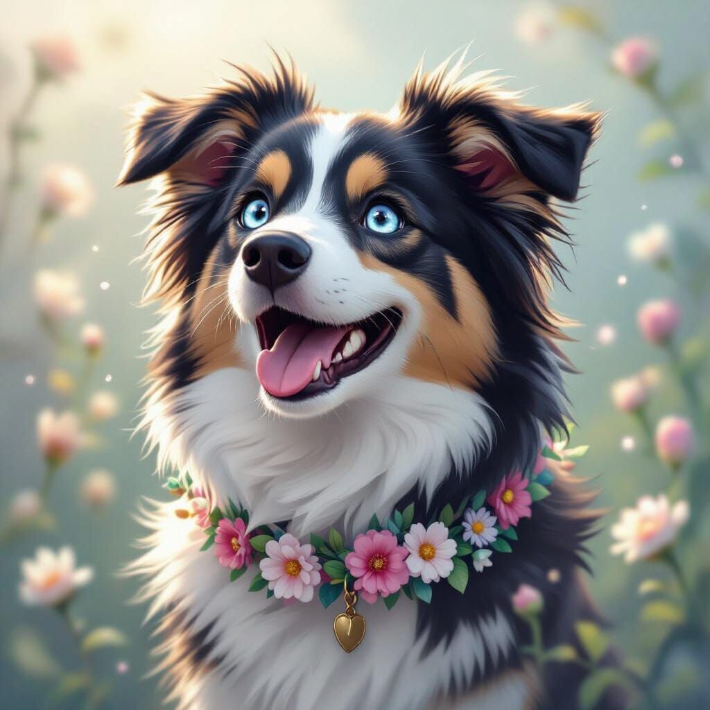 Border Collie Husky Mix Singing in Dreamy Style