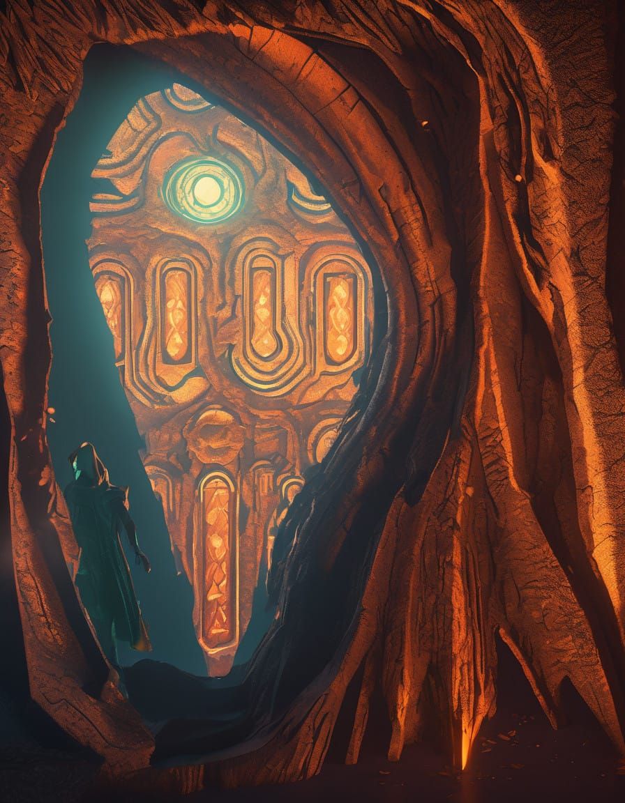 Dramatic Dark Fantasy Realm in Hyperdetailed Art Nouveau Sty...