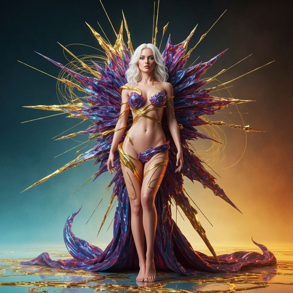 Ethereal Blonde Goddess in Surreal Couture