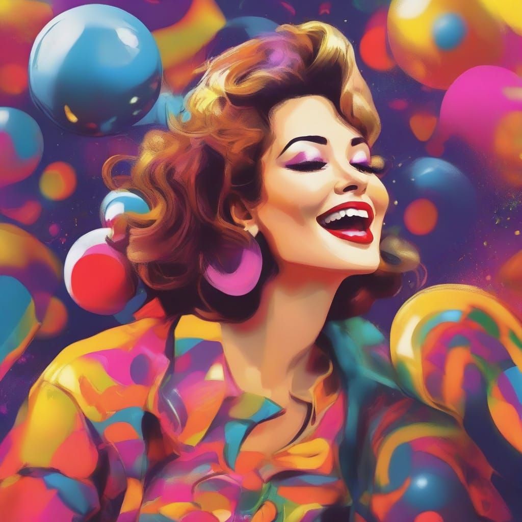 Retro Pop Art Beauty in Vibrant Disco Scene